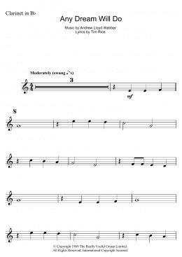 page one of Any Dream Will Do (from Joseph And The Amazing Technicolor Dreamcoat) (Clarinet Solo)