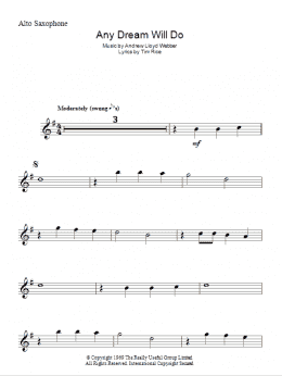 page one of Any Dream Will Do (Lead Sheet / Fake Book)