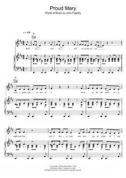 page one of Proud Mary (Piano, Vocal & Guitar Chords)