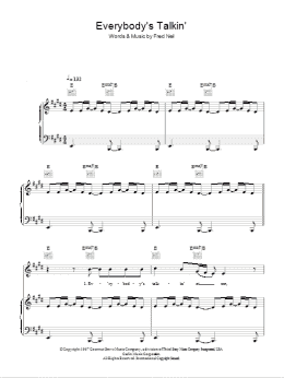 page one of Everybody's Talkin' (Piano, Vocal & Guitar Chords)