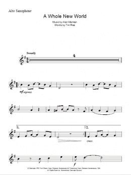 page one of A Whole New World (from Aladdin) (Alto Sax Solo)