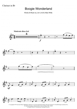 page one of Boogie Wonderland (Clarinet Solo)