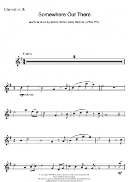 page one of Somewhere Out There (from An American Tail) (Clarinet Solo)