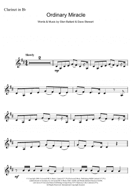 page one of Ordinary Miracle (from Charlotte's Web) (Clarinet Solo)