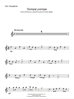 page one of Oompa Loompa (Lead Sheet / Fake Book)