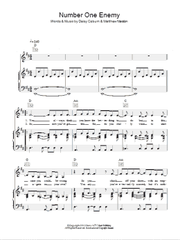 page one of Number One Enemy (Piano, Vocal & Guitar Chords)