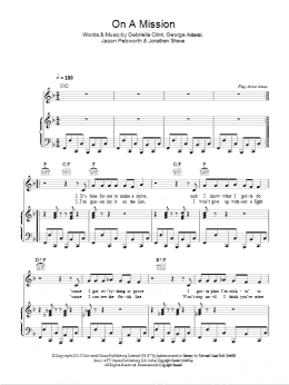 page one of On A Mission (Piano, Vocal & Guitar Chords)