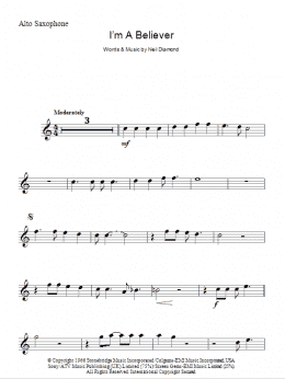 page one of I'm A Believer (Lead Sheet / Fake Book)