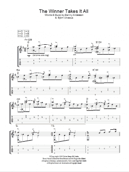 page one of The Winner Takes It All (Easy Guitar Tab)