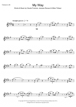 page one of My Way (Clarinet Solo)