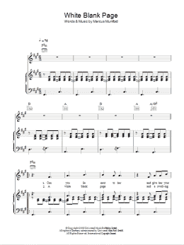 page one of White Blank Page (Piano, Vocal & Guitar Chords)