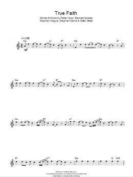 page one of True Faith (Lead Sheet / Fake Book)