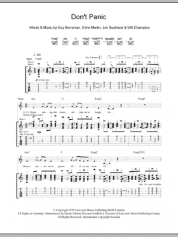 page one of Don't Panic (Guitar Tab)