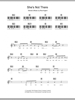page one of She's Not There (Piano Chords/Lyrics)
