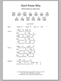 page one of Don't Know Why (Guitar Chords/Lyrics)