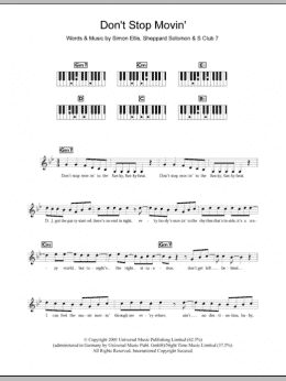page one of Don't Stop Movin' (Piano Chords/Lyrics)