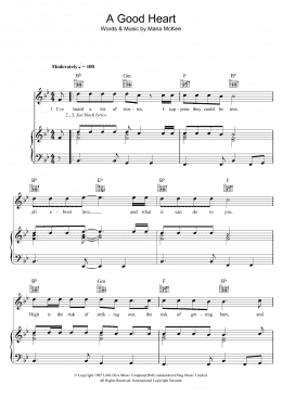 page one of A Good Heart (Piano, Vocal & Guitar Chords)