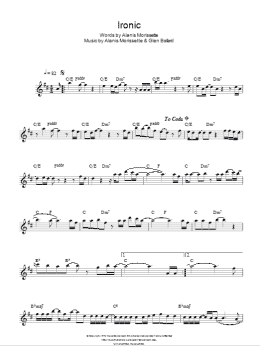 page one of Ironic (Lead Sheet / Fake Book)