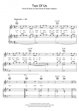 page one of Two Of Us (Piano, Vocal & Guitar Chords)