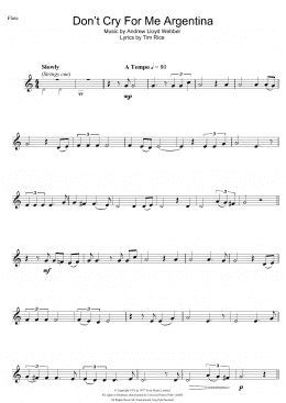 page one of Don't Cry For Me Argentina (from Evita) (Flute Solo)
