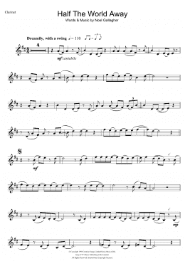 page one of Half The World Away (Clarinet Solo)