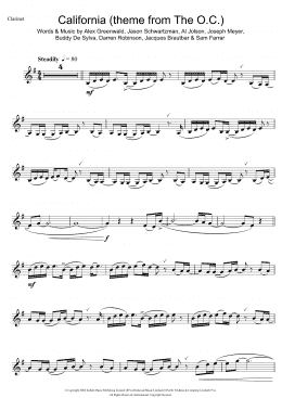 page one of California (theme from The OC) (Clarinet Solo)