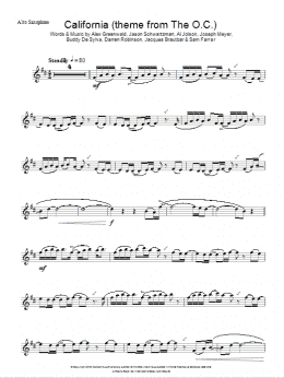 page one of California (Theme from The OC) (Lead Sheet / Fake Book)