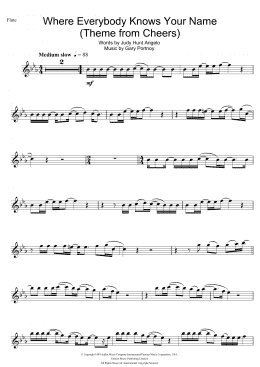 page one of Where Everybody Knows Your Name (Theme from Cheers) (Flute Solo)