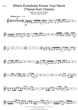 page one of Where Everybody Knows Your Name (Theme from Cheers) (Clarinet Solo)