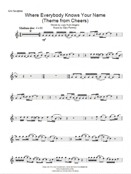 page one of Where Everybody Knows Your Name (from Cheers) (Lead Sheet / Fake Book)