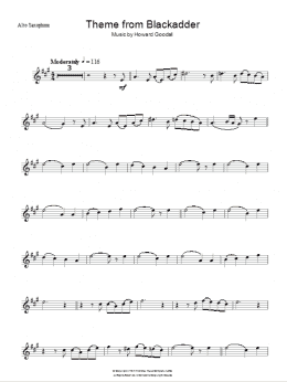 page one of Theme From Blackadder (Lead Sheet / Fake Book)