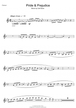 page one of Pride And Prejudice (Clarinet Solo)