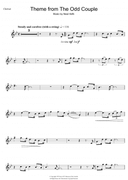 page one of Theme from The Odd Couple (Clarinet Solo)
