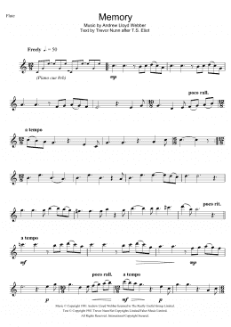 page one of Memory (from Cats) (Flute Solo)