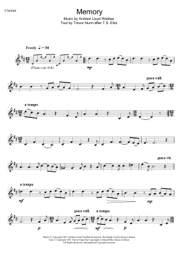 page one of Memory (from Cats) (Clarinet Solo)