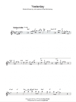 page one of Yesterday (Lead Sheet / Fake Book)
