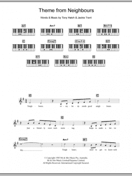 page one of Theme From Neighbours (Piano Chords/Lyrics)