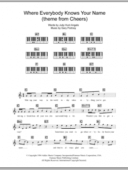 page one of Where Everybody Knows Your Name (Piano Chords/Lyrics)
