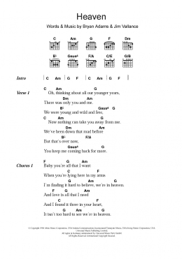 page one of Heaven (Guitar Chords/Lyrics)