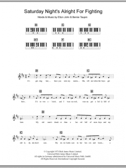 page one of Saturday Night's Alright For Fighting (Piano Chords/Lyrics)