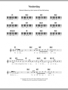 page one of Yesterday (Piano Chords/Lyrics)