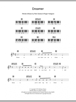 page one of Dreamer (Piano Chords/Lyrics)