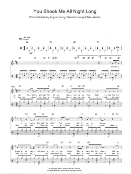 page one of You Shook Me All Night Long (Drum Chart)
