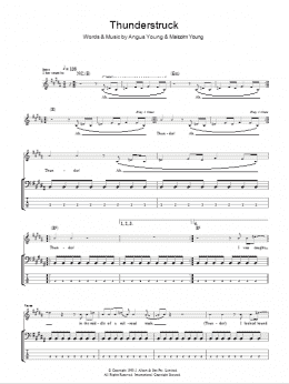 page one of Thunderstruck (Bass Guitar Tab)
