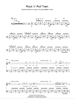 page one of Rock 'N' Roll Train (Drums) (Lead Sheet / Fake Book)