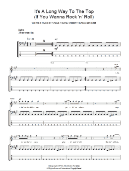 page one of It's A Long Way To The Top (If You Wanna Rock 'N' Roll) (Bass Guitar Tab)