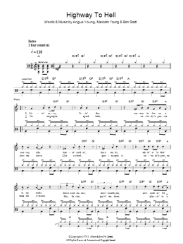 page one of Highway To Hell (Drums)