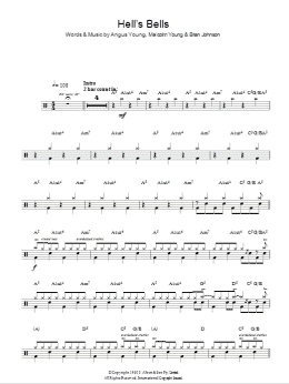 page one of Hells Bells (Drums) (Lead Sheet / Fake Book)