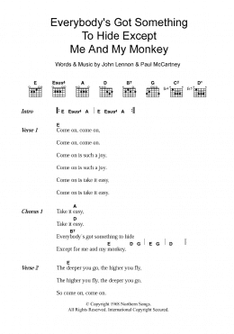 page one of Everybody's Got Something To Hide Except Me And My Monkey (Guitar Chords/Lyrics)