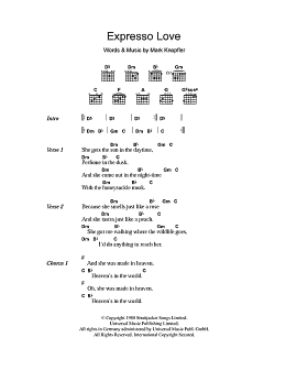 page one of Expresso Love (Guitar Chords/Lyrics)